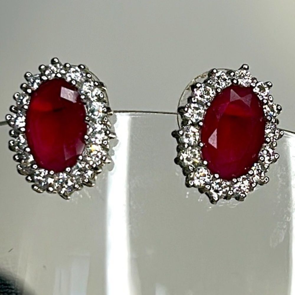 Stunning red earrings with rhinestones